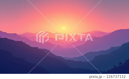 arafed view of a sunset over a mountain arafed view of a sunset over a mountain 126737132