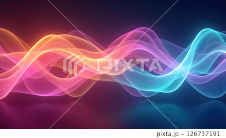 a close up of a colorful wave of light on a dark background 126737191