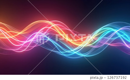 a close up of a colorful wave of light on a dark background 126737192