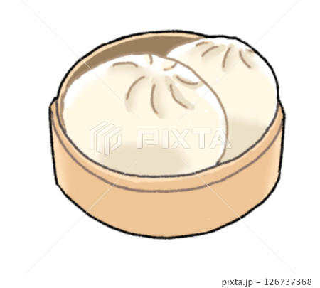 せいろに入った2個の肉まん 126737368