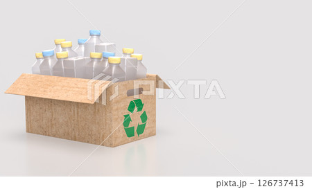 The Plastic bottle in Paper Box for eco or recycle concept 3d Rendering. The Plastic bottle in Paper Box for eco or recycle concept 3d Rendering. 126737413