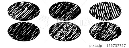 ラフな手描きの楕円デザイン素材 ラフな手描きの楕円デザイン素材 126737727