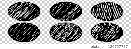 ラフな手描きの楕円デザイン素材 ラフな手描きの楕円デザイン素材 126737727