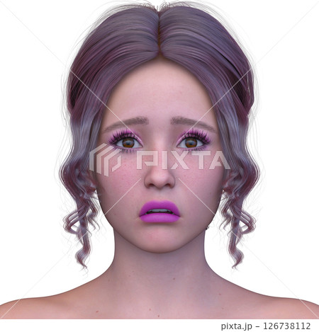 女性の顔アップ 126738112