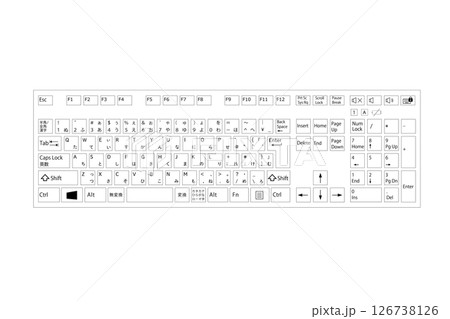 リアルなキーボードのイラスト素材 ベクター タイピング デスクトップ型 白黒色 リアルなキーボードのイラスト素材 ベクター タイピング デスクトップ型 白黒色 126738126