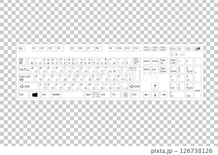 リアルなキーボードのイラスト素材 ベクター タイピング デスクトップ型 白黒色 リアルなキーボードのイラスト素材 ベクター タイピング デスクトップ型 白黒色 126738126