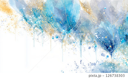 抽象的な水彩画風イラスト_水色ベース 126738303
