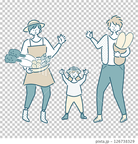 移民家庭的簡單線條畫向量插圖 126738329