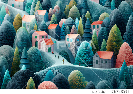 森と素敵な街並みと素敵な暮らし 森と素敵な街並みと素敵な暮らし 126738591