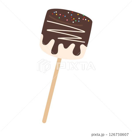 Delicious Marshmallows Covered with Chocolate on Sticks 126738607