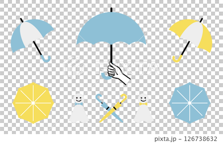 一組手撐雨傘和簡單雨傘的插圖 126738632