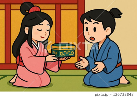 玉手箱を渡される浦島太郎 126738848