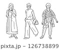 ミドル世代の女性ファッション全身手描きイラスト 126738899