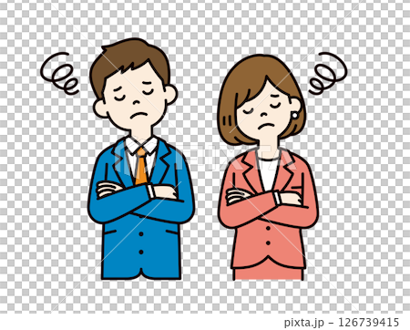 一位商人嚴肅思考的簡單向量插圖素材_男女套裝_顏色 126739415