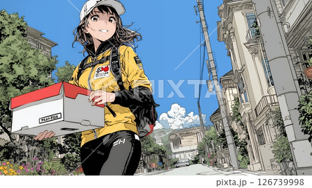 若い女性の宅配配達員（ドライバー）