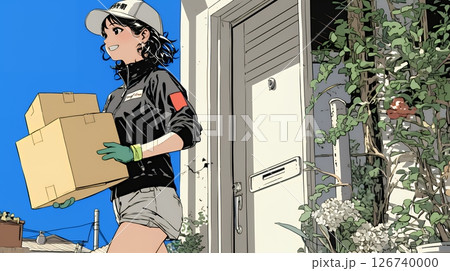 若い女性の宅配配達員（ドライバー）