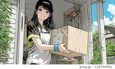 若い女性の宅配配達員（ドライバー）