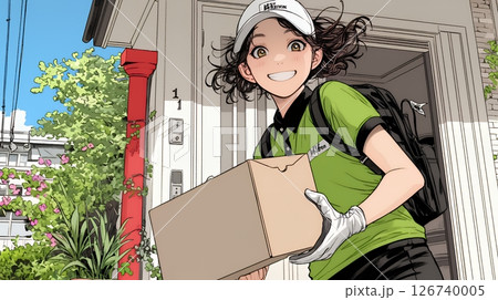 若い女性の宅配配達員（ドライバー）