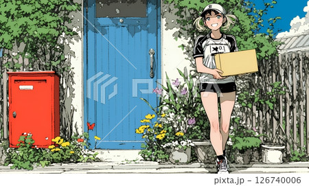 若い女性の宅配配達員（ドライバー）