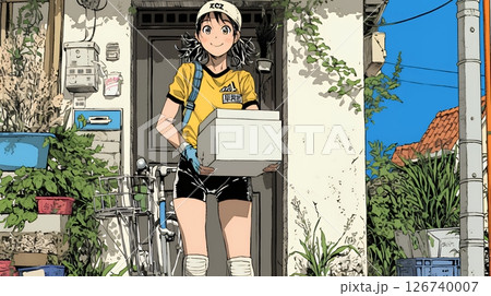 若い女性の宅配配達員（ドライバー）