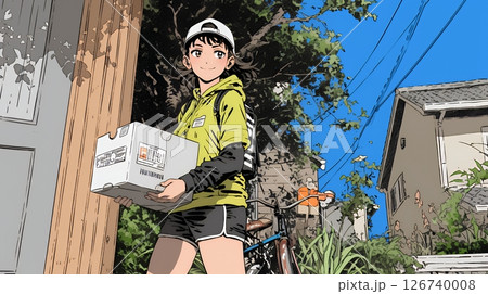 若い女性の宅配配達員（ドライバー）
