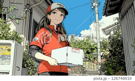 若い女性の宅配配達員（ドライバー）