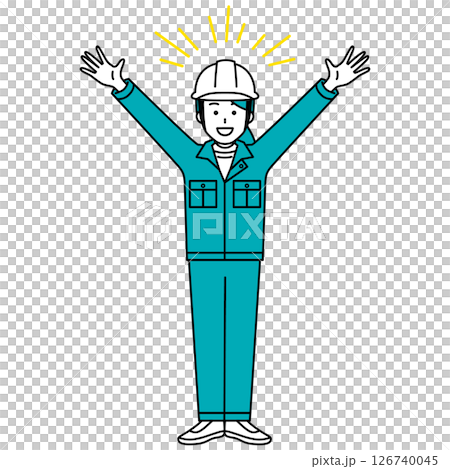 女工歡呼雀躍(全身) 女工歡呼雀躍(全身) 126740045