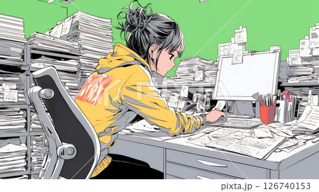 丁寧に書類を仕分けるビジネスパーソン