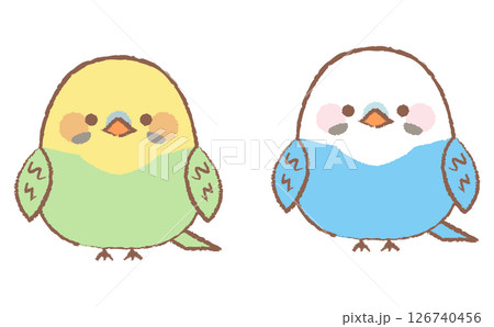 かわいいインコの手描き風のキャラクターイラスト 126740456