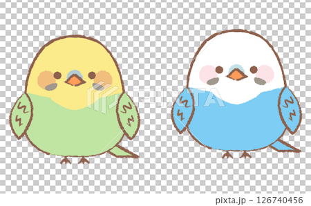 かわいいインコの手描き風のキャラクターイラスト 126740456