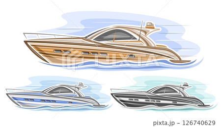 Vector Motor Boat Set 126740629