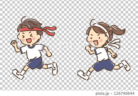 Boys and girls in gym clothes running (foot race) 126740644