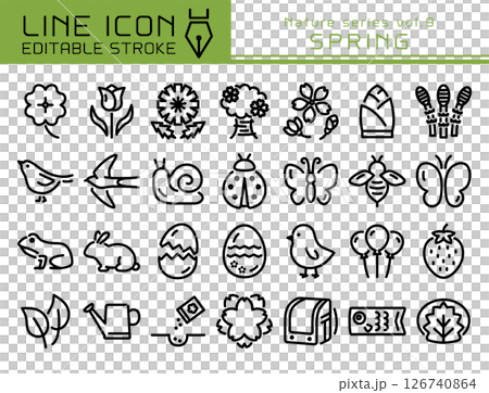 Line Icon 自然系列第 9 卷春季 126740864