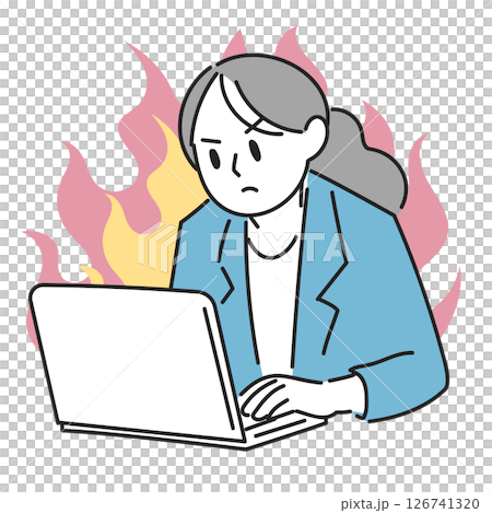 オフィス作業に燃える女性 126741320