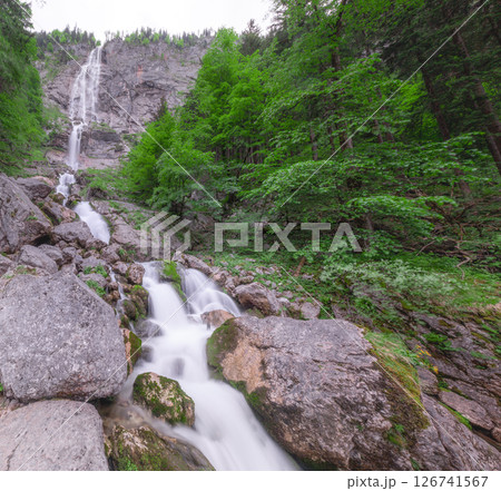 Rothbach Waterfall near Konigssee lake in Berchtesgaden National Park, Germany 126741567