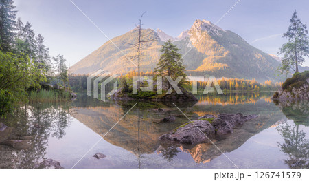 View of Hintersee lake in Berchtesgaden National Park Bavarian Alps, Germany View of Hintersee lake in Berchtesgaden National Park Bavarian Alps, Germany 126741579