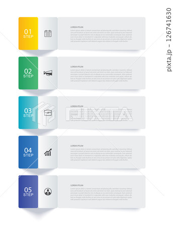 5 data infographics tab paper index template. Illustration abstract background. 126741630