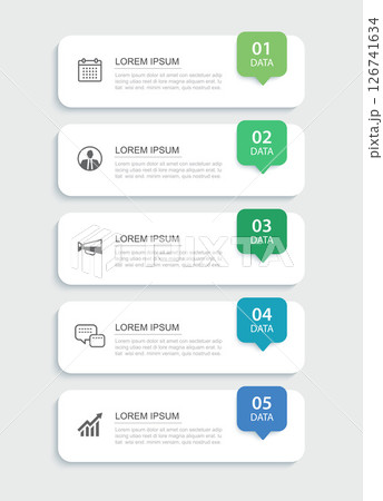 5 data infographics tab paper index template. Illustration abstract background. 126741634