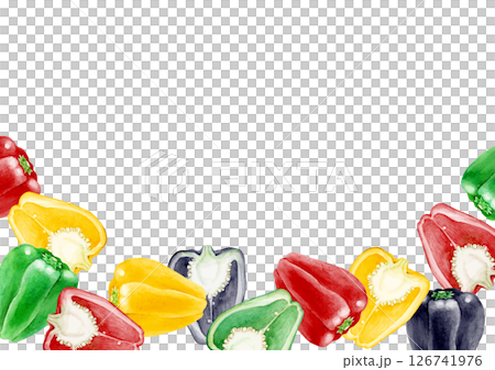 ピーマン 野菜　背景 フレーム　水彩 イラスト 126741976