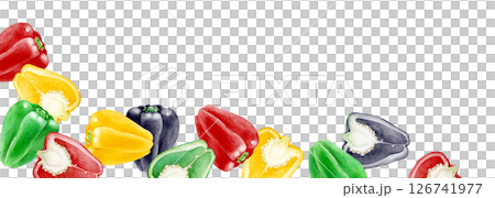 ピーマン 野菜 背景 フレーム 横長 水彩 イラスト ピーマン 野菜 背景 フレーム 横長 水彩 イラスト 126741977