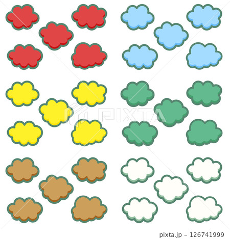 かわいい雲のポップな装飾素材 フワフワ モフモフ 原宿系 アースカラー 126741999