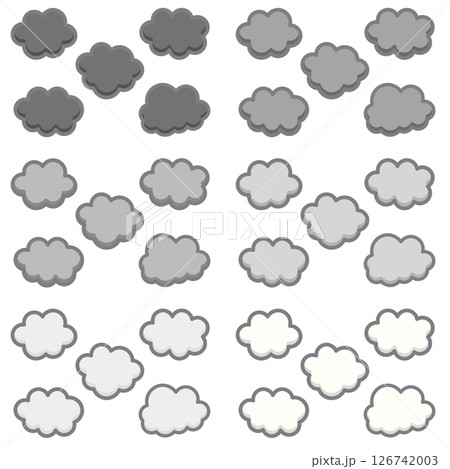 かわいい雲のポップな装飾素材 フワフワ モフモフ 原宿系 淀んだモノクロ 126742003