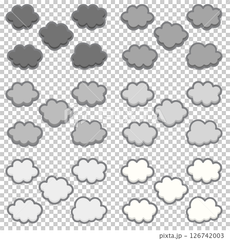 可愛的雲朵流行裝飾材料蓬鬆，蓬鬆，原宿風格，沉悶的單色 126742003