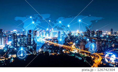 世界に広がるテクノロジーと都市インフラ 世界に広がるテクノロジーと都市インフラ 126742304