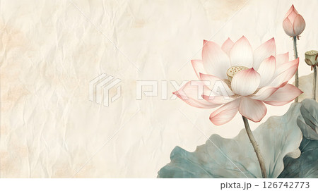 蓮の花のあしらいのある背景 126742773