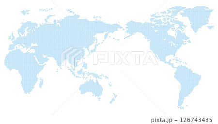 ドットスタイルの世界地図（青・シンプル） 126743435