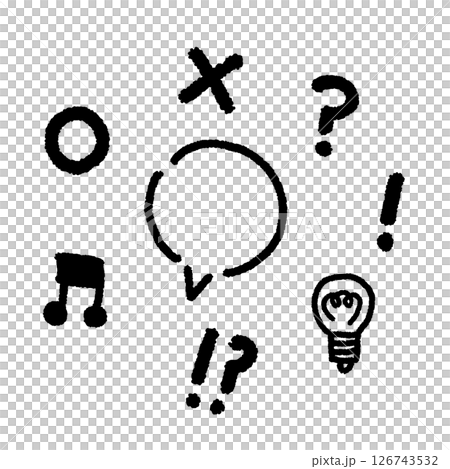 語音泡沫插圖素材設定手寫單色 語音泡沫插圖素材設定手寫單色 126743532