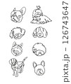 一筆書きの犬イラスト 126743647