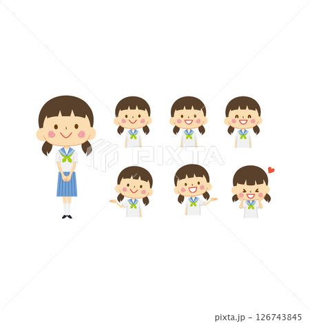 女子学生_セーラー服夏服 126743845