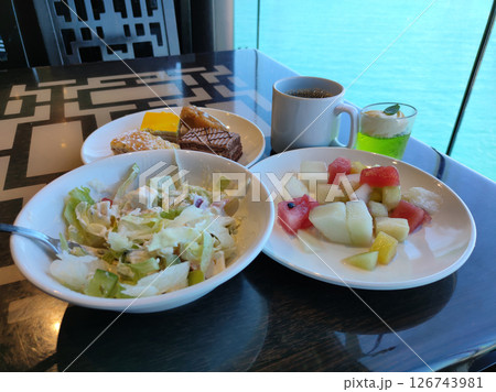 Dining Room Buffet aboard the abstract luxury cruise ship. Dining Room Buffet aboard the abstract luxury cruise ship. 126743981